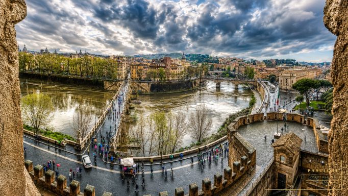 View of Pont Sant'Angelo over Tiber River