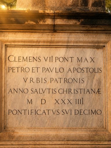 Clement VII, Supreme Pontiff, to the Apostles Peter and Paul, patrons of the city, in the year of Christian salvation 1534,in the tenth year