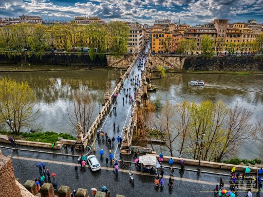 View of Pont Sant'Angelo over Tiber River