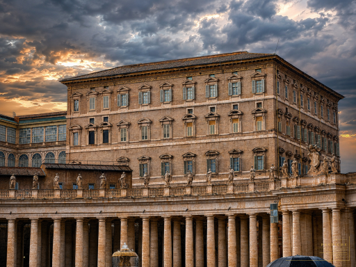 Papal apartment under stormy skies