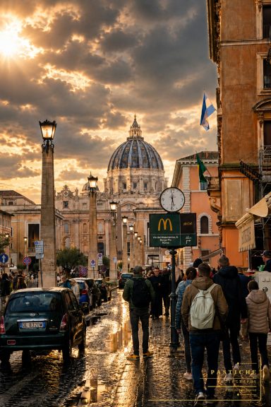 Golden hour in Rome streets