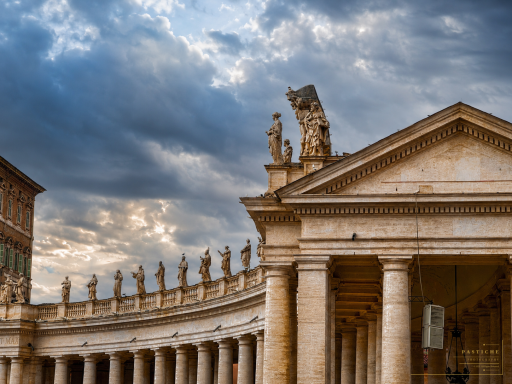 Colonnade under stormy skies